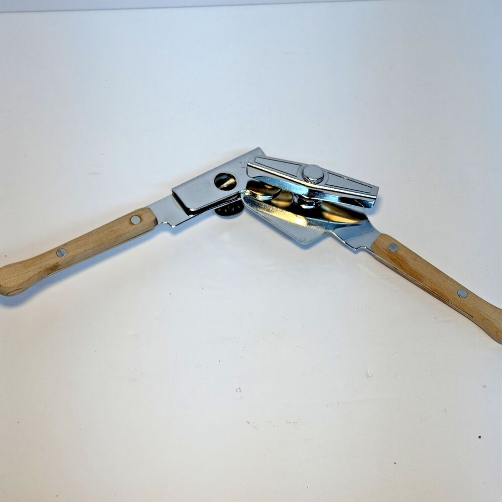 Swing-A-Way Manual Can Opener Vintage 80’s Hard To Find Wood Handles Heavy Duty - Picture 4 of 12